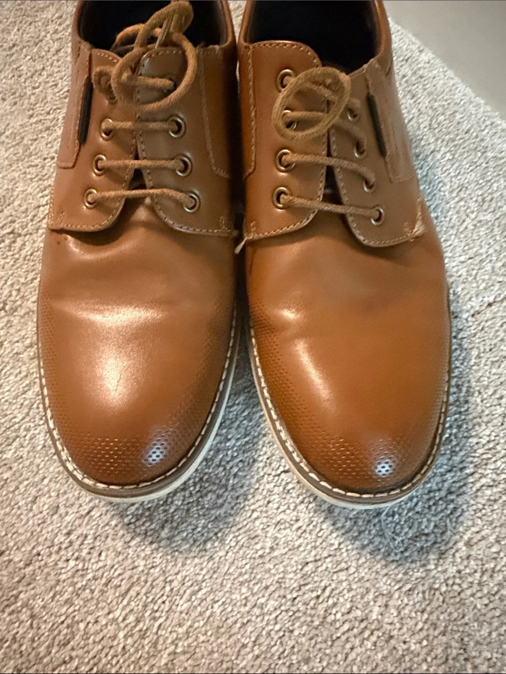 Bruno Magli Tan Leather Derby Shoes
